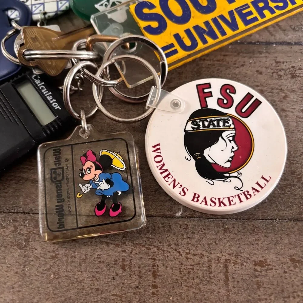 Vintage 1990s Key Ring Knick Knack Collection – FSU, Notre Dame, Minnie Mouse